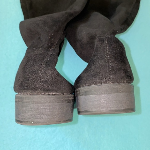 ZIGI SOHO Karsten over the knee faux suede slip on tie at top black boots size 8 - Picture 5 of 12